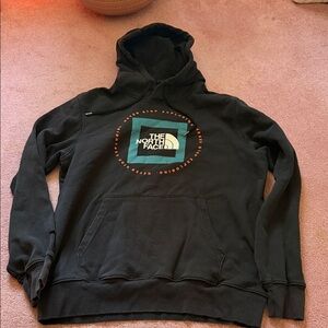 The North Face Black Hoodie with Teal & Orange Logo